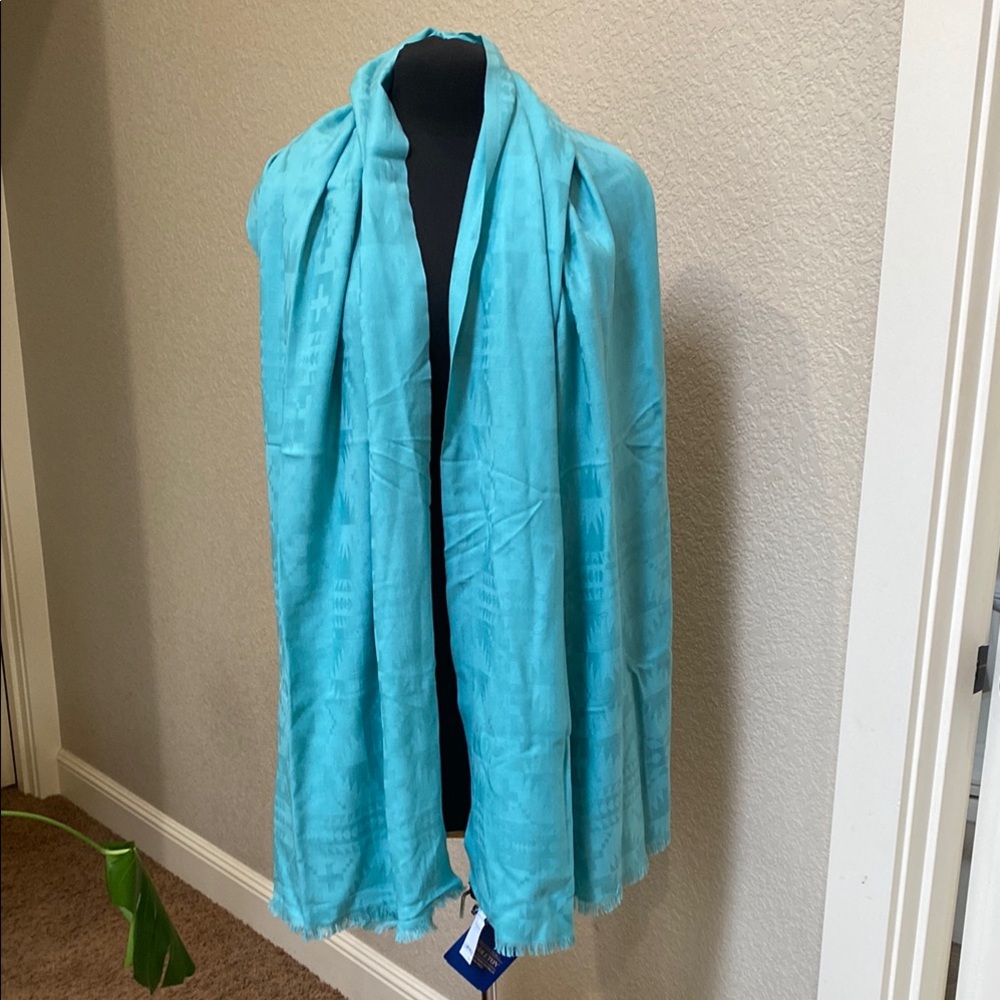 NWT PENDLETON luxe weave wool scarf in aqua